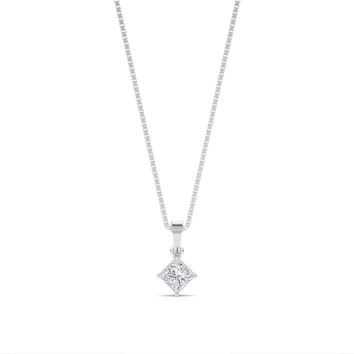 Princess Cut Kite Set Lab Grown Diamond Pendant (Silver) - image 1