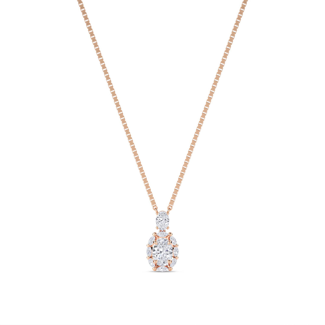 Oval Cluster Accent Lab Grown Diamond Pendant