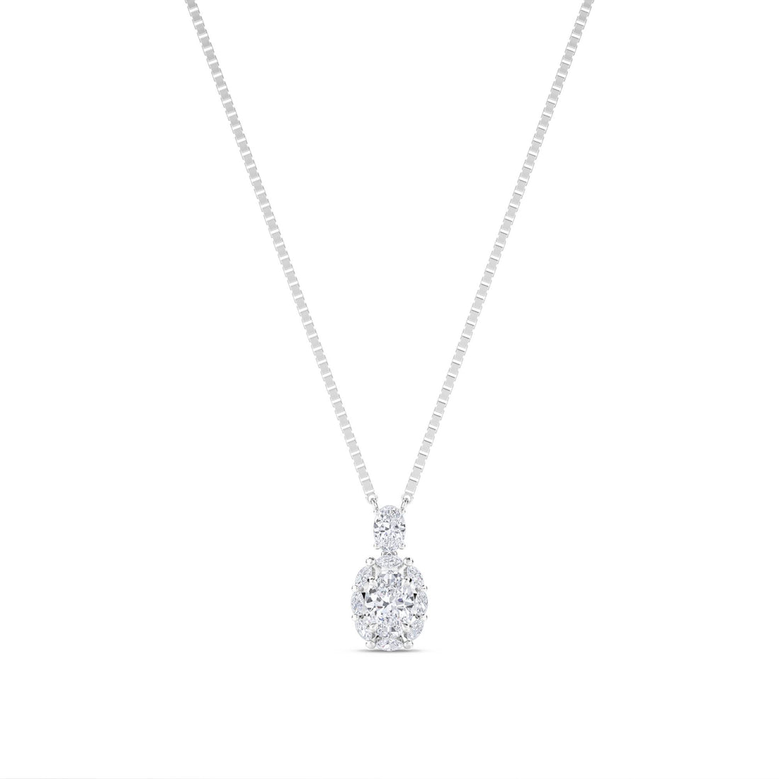 Oval Cluster Accent Lab Grown Diamond Pendant (Silver) - image 1