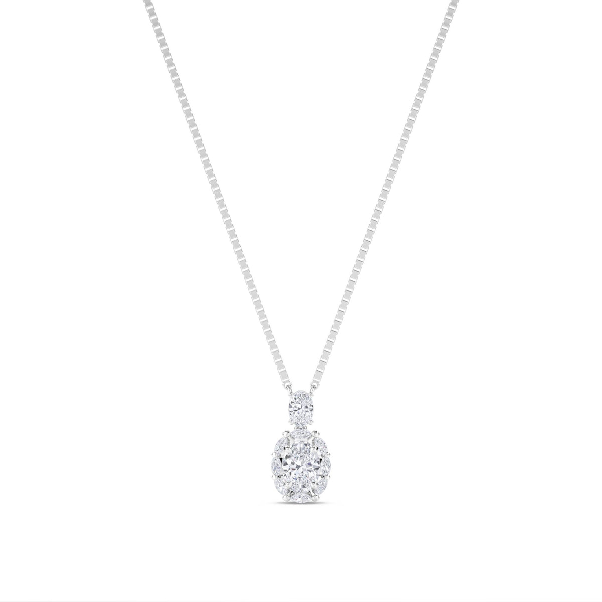 Oval Cluster Accent Lab Grown Diamond Pendant (Silver) - image 1