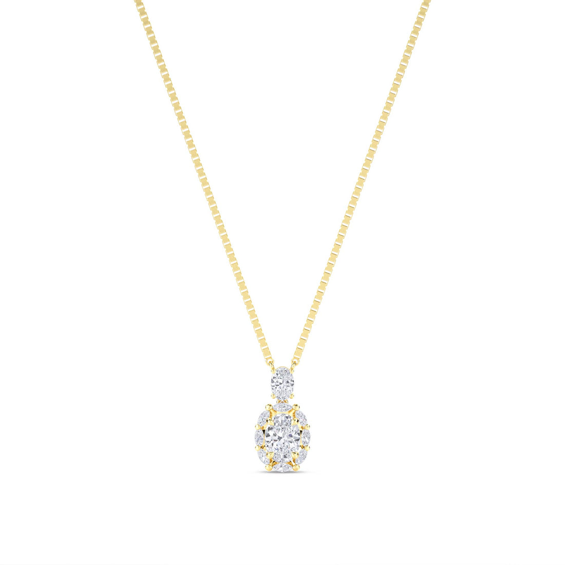 Oval Cluster Accent Lab Grown Diamond Pendant - image 1