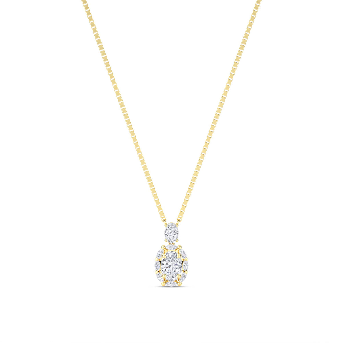 Oval Cluster Accent Lab Grown Diamond Pendant - image 1