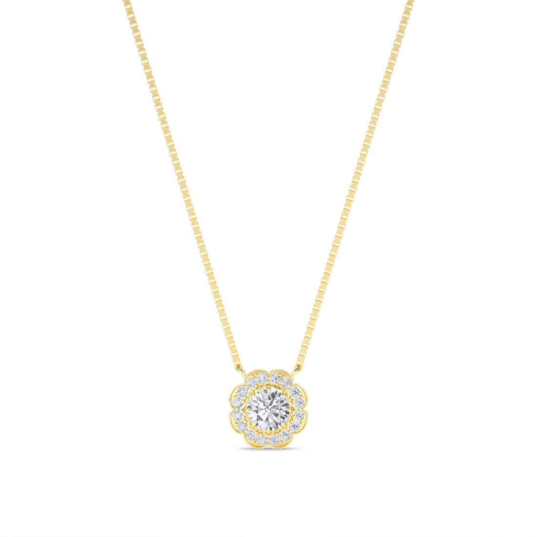 Round Flower Scalloped Halo Lab Grown Diamond Pendant - image 1