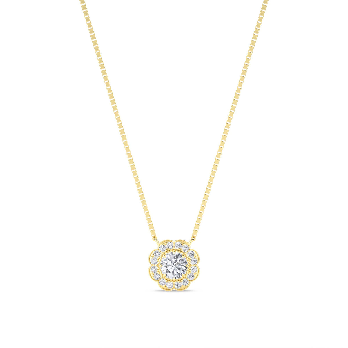 Round Flower Scalloped Halo Lab Grown Diamond Pendant - image 1
