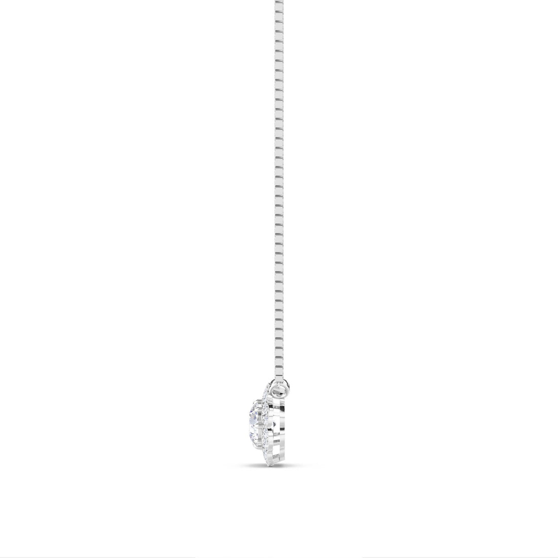 Round Flower Scalloped Halo Lab Grown Diamond Pendant (Silver)