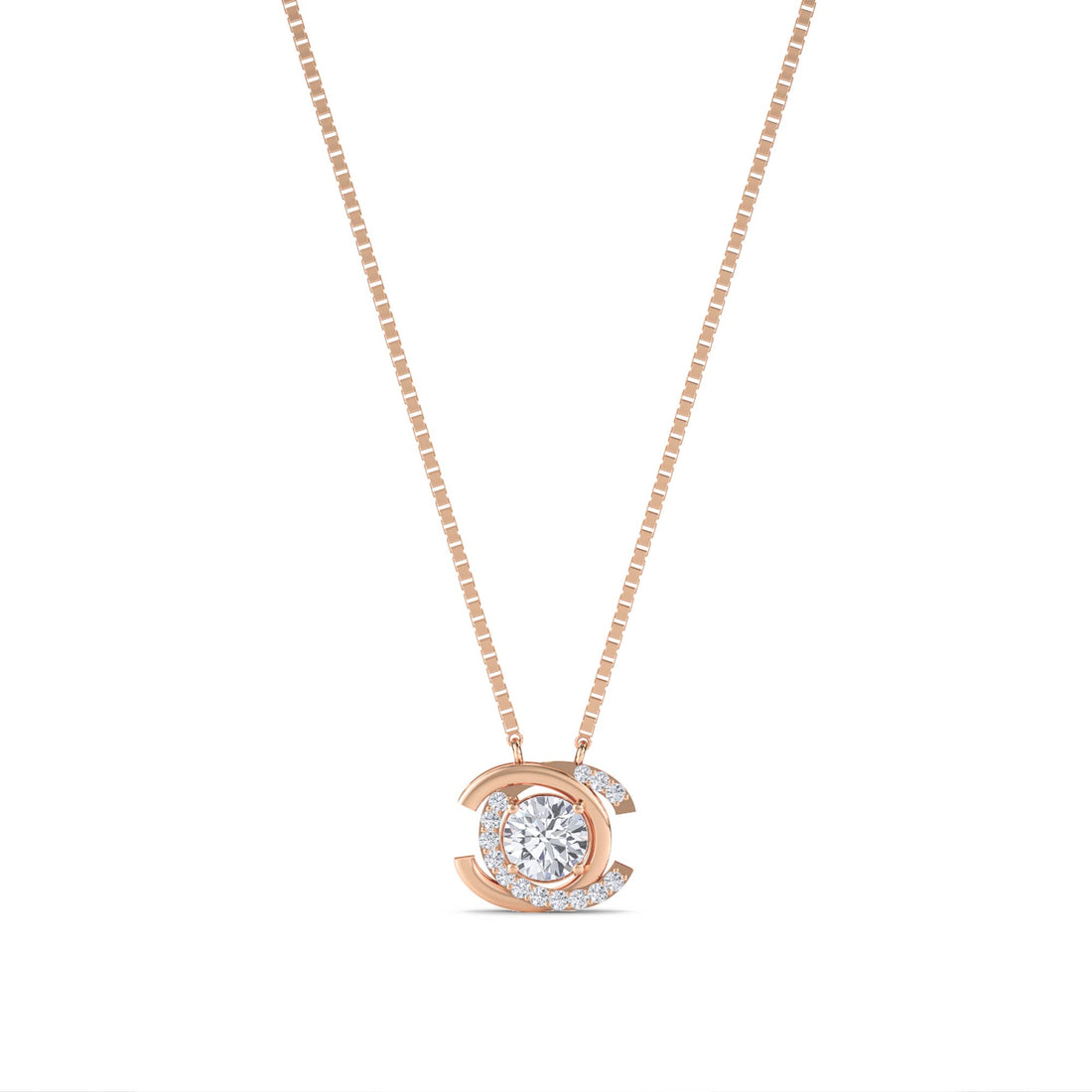 Round Interlocking C Swirl Lab Grown Diamond Pendant