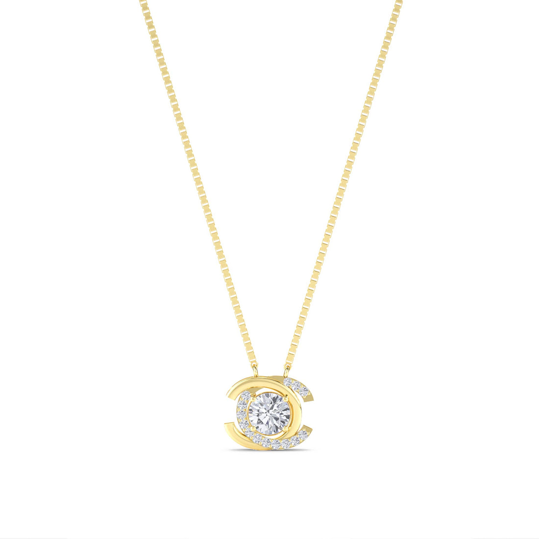 Round Interlocking C Swirl Lab Grown Diamond Pendant - image 1