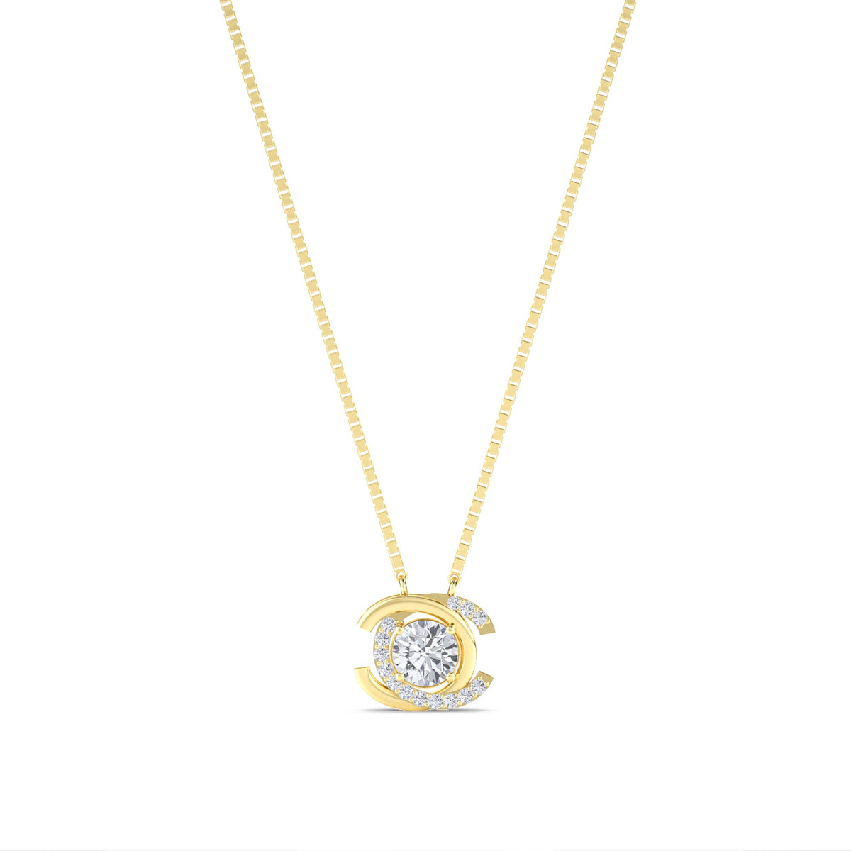 Round Interlocking C Swirl Lab Grown Diamond Pendant - image 1