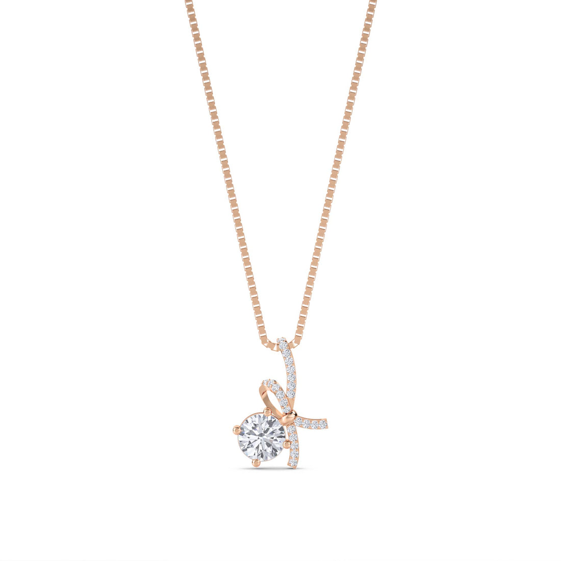 Round Solitaire Diamond Bow Lab Grown Diamond Pendant
