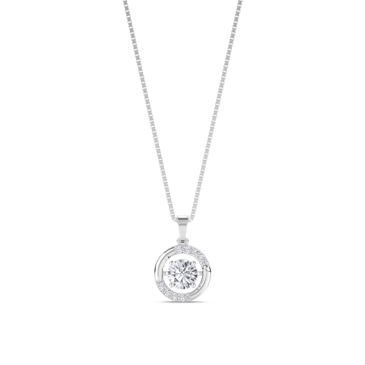 Round Diamond Orbit Circle Lab Grown Diamond Pendant (Silver) - image 1