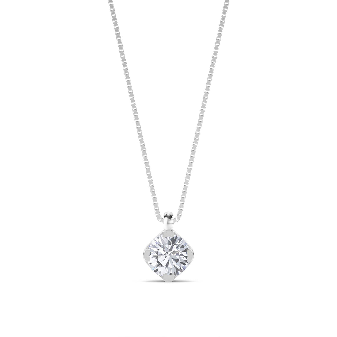 Cushion Cut Kite Set Lab Grown Diamond Pendant (Silver) - image 1