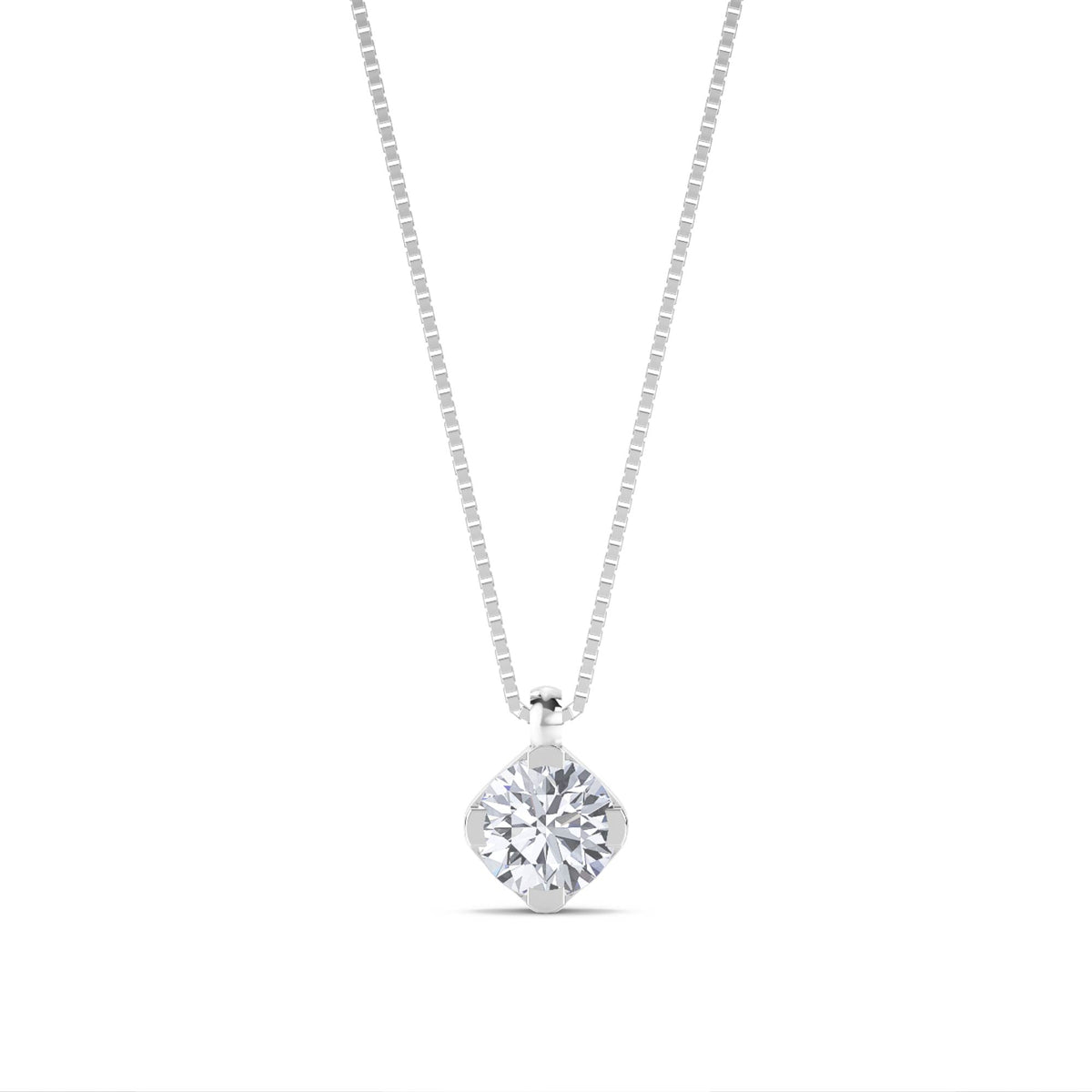 Cushion Cut Kite Set Lab Grown Diamond Pendant (Silver) - image 1