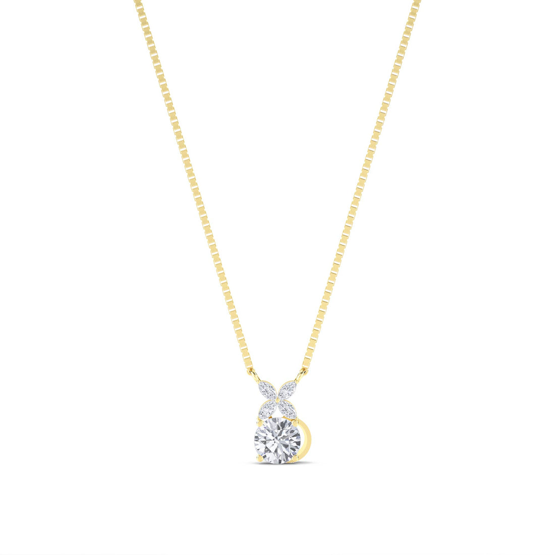 Round Marquise Bow Bail Lab Grown Diamond Pendant - image 1