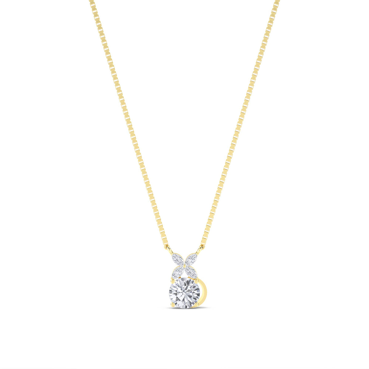 Round Marquise Bow Bail Lab Grown Diamond Pendant - image 1