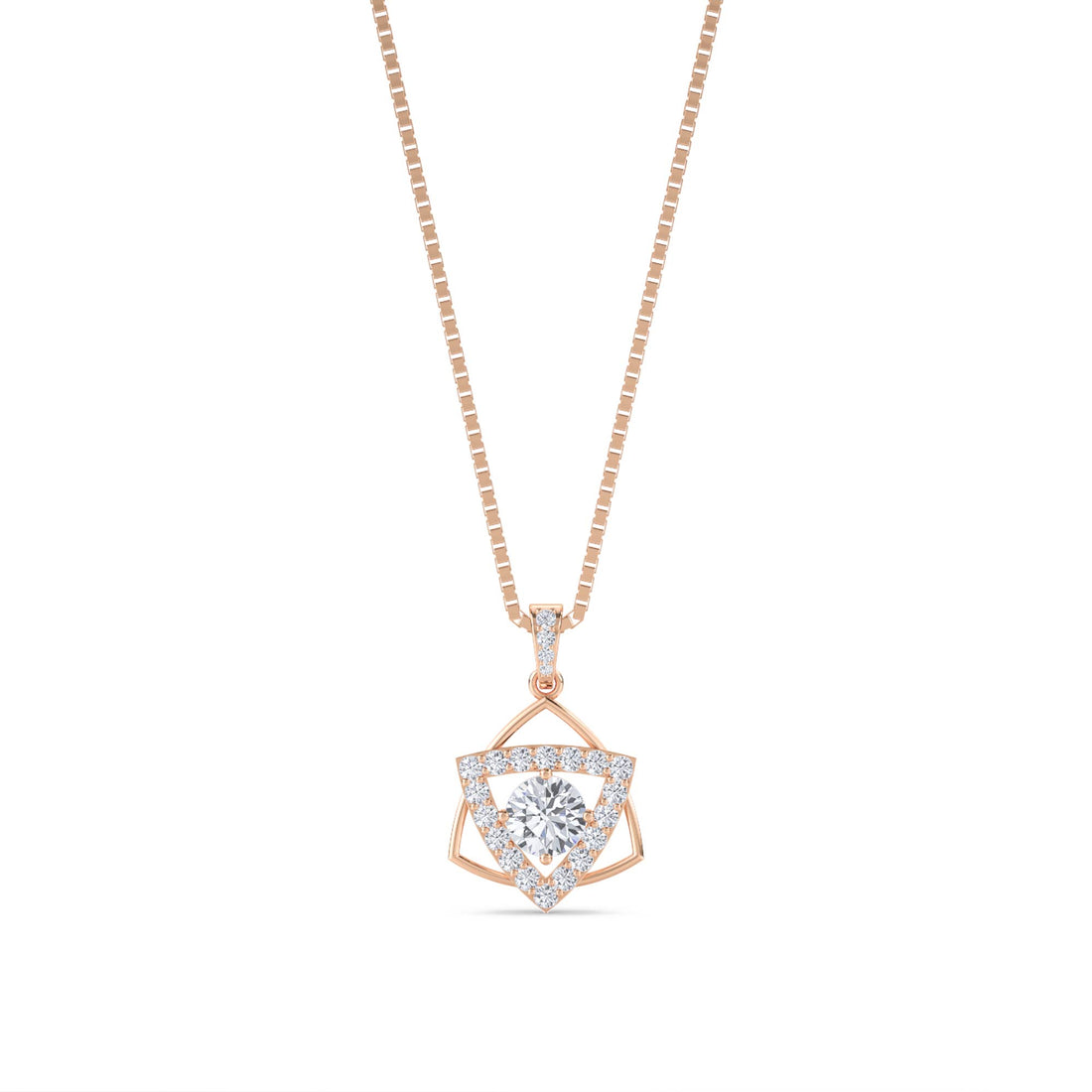 Round Geometric Triangle Halo Lab Grown Diamond Pendant