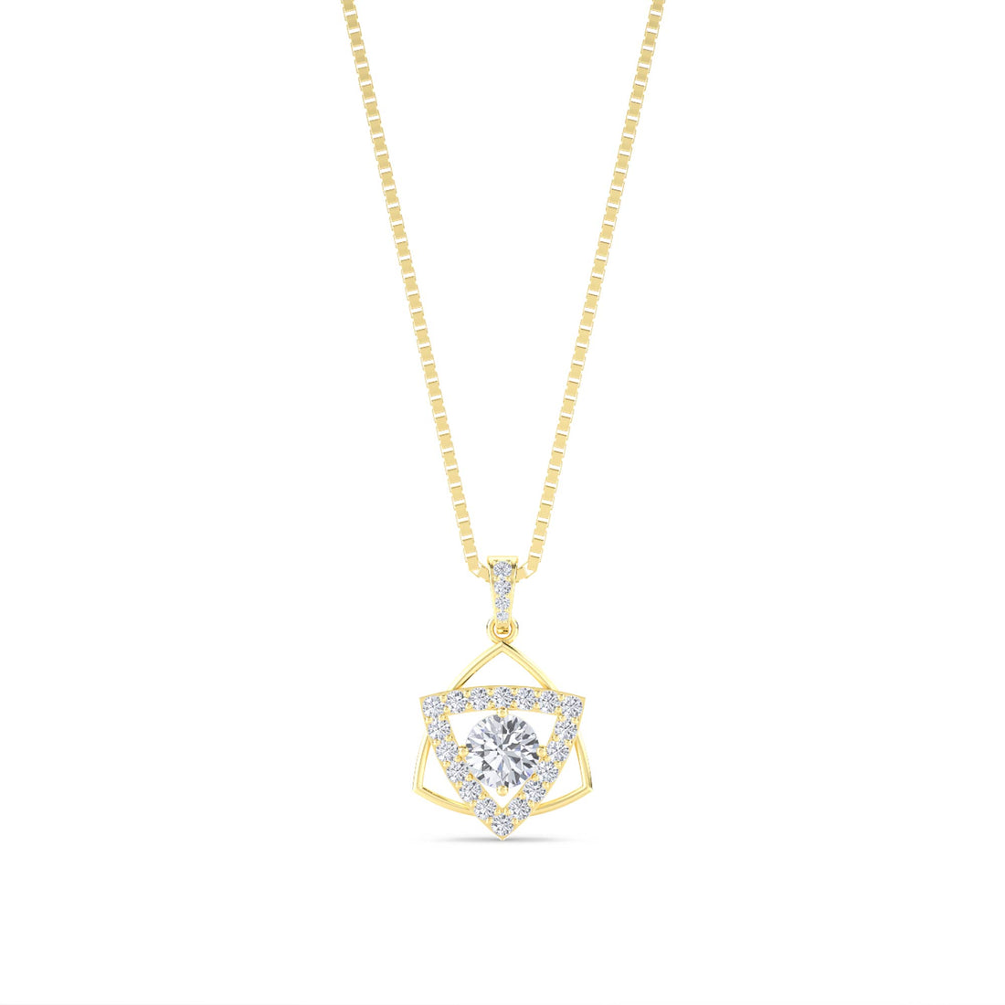 Round Geometric Triangle Halo Lab Grown Diamond Pendant - image 1