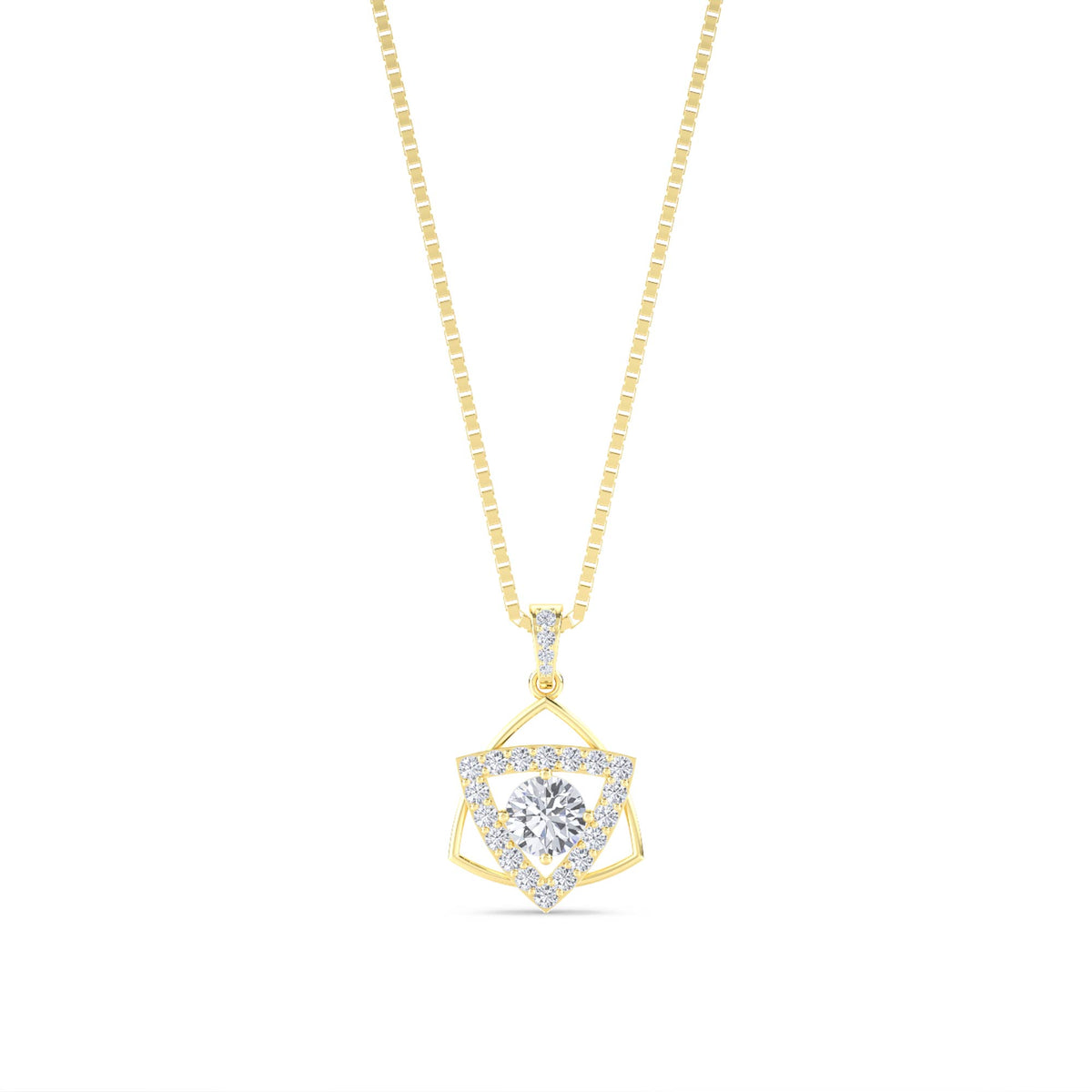 Round Geometric Triangle Halo Lab Grown Diamond Pendant - image 1