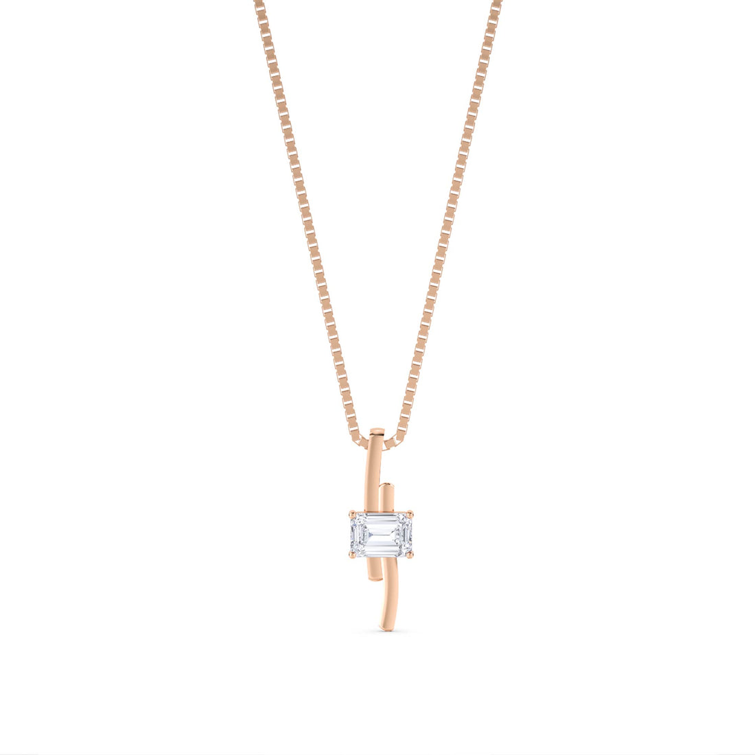 Emerald Cut East West Wire Lab Grown Diamond Pendant