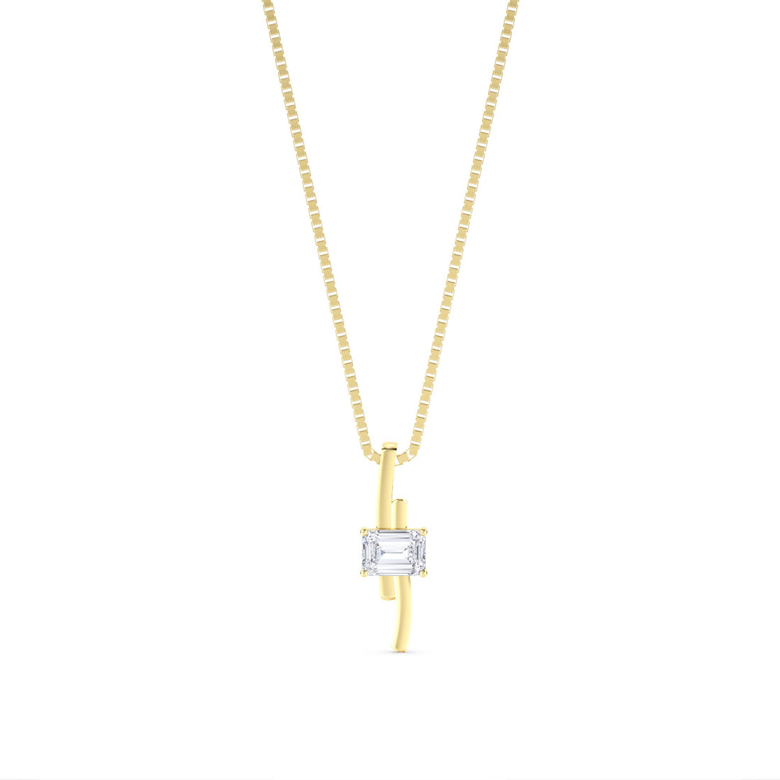 Emerald Cut East West Wire Lab Grown Diamond Pendant - image 1