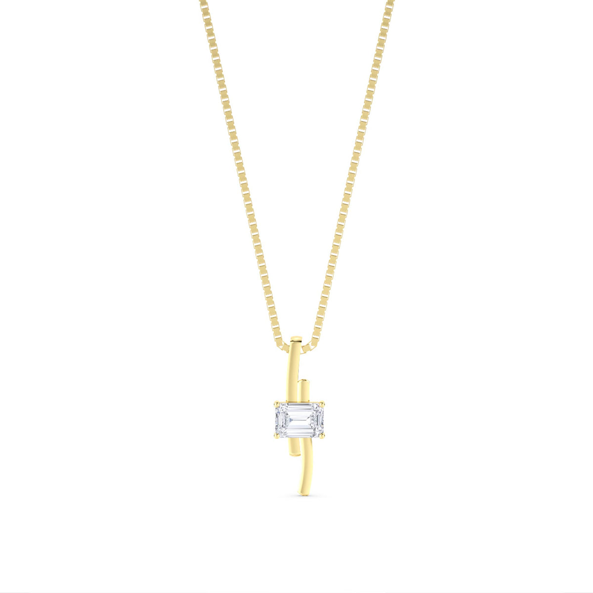 Emerald Cut East West Wire Lab Grown Diamond Pendant - image 1