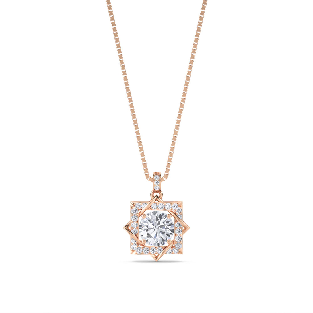 Round Square Star Halo Lab Grown Diamond Pendant