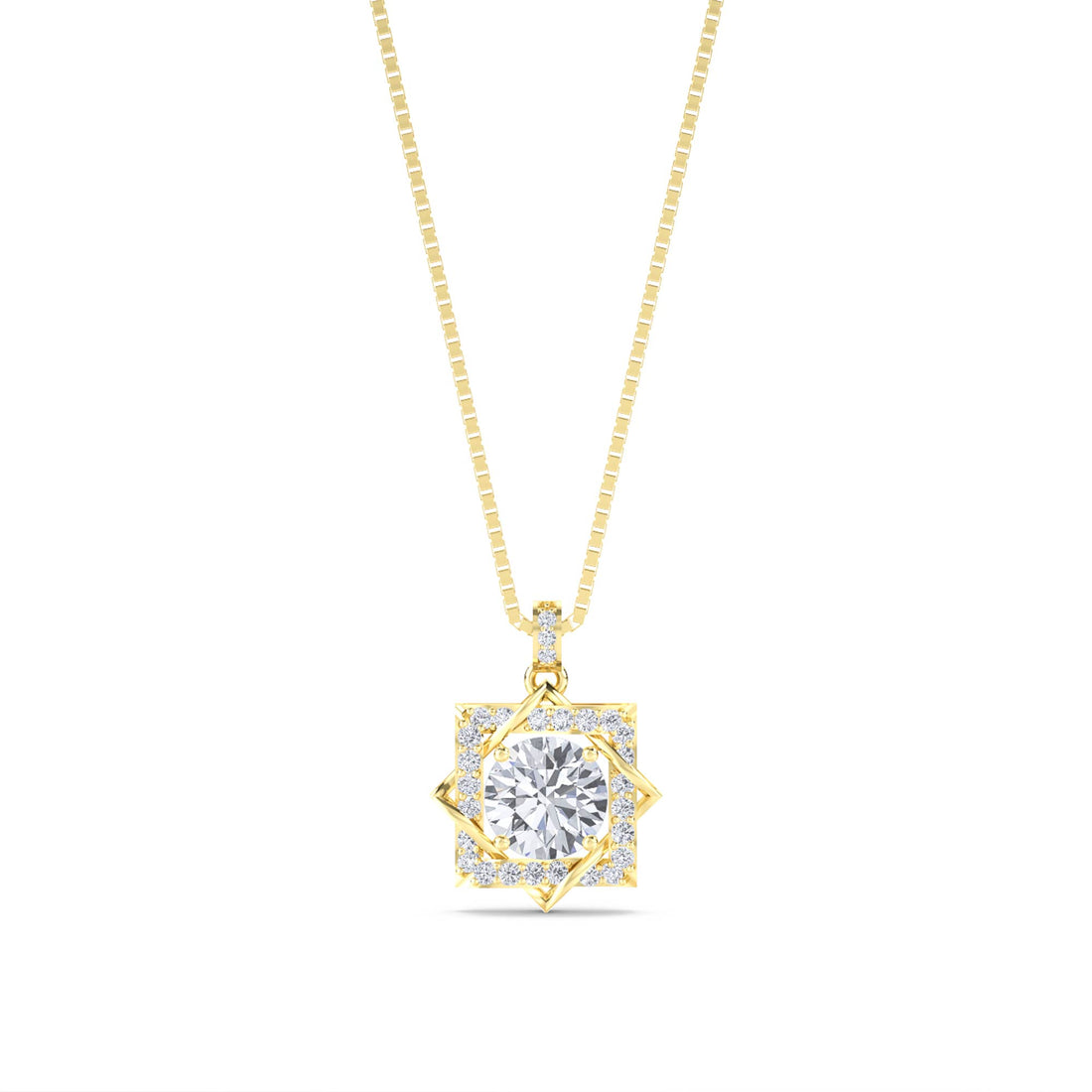 Round Square Star Halo Lab Grown Diamond Pendant - image 1