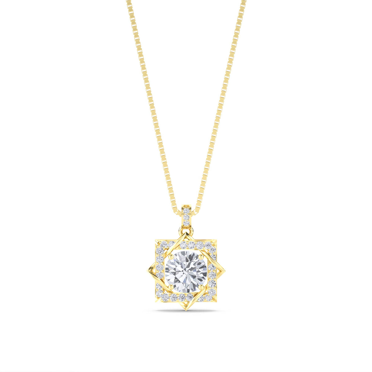 Round Square Star Halo Lab Grown Diamond Pendant - image 1