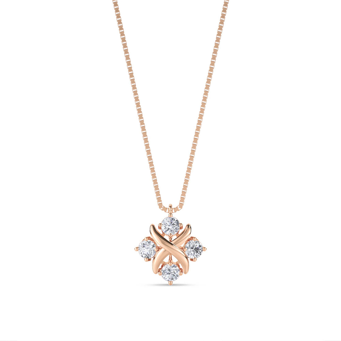 Round Cluster X Motif Lab Grown Diamond Pendant