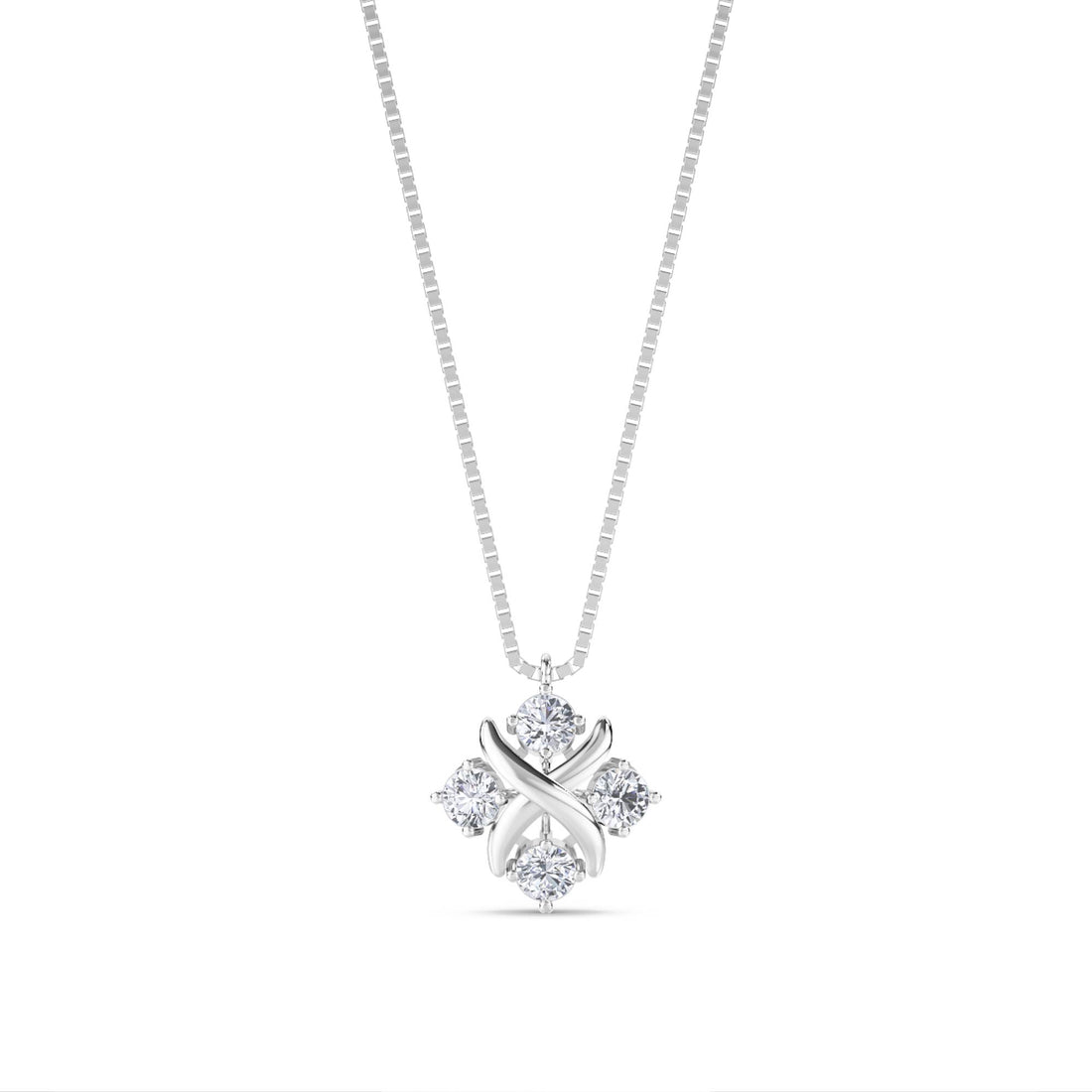 Round Cluster X Motif Lab Grown Diamond Pendant (Silver) - image 1