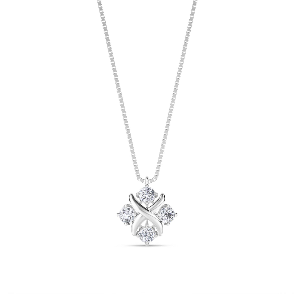 Round Cluster X Motif Lab Grown Diamond Pendant (Silver) - image 1