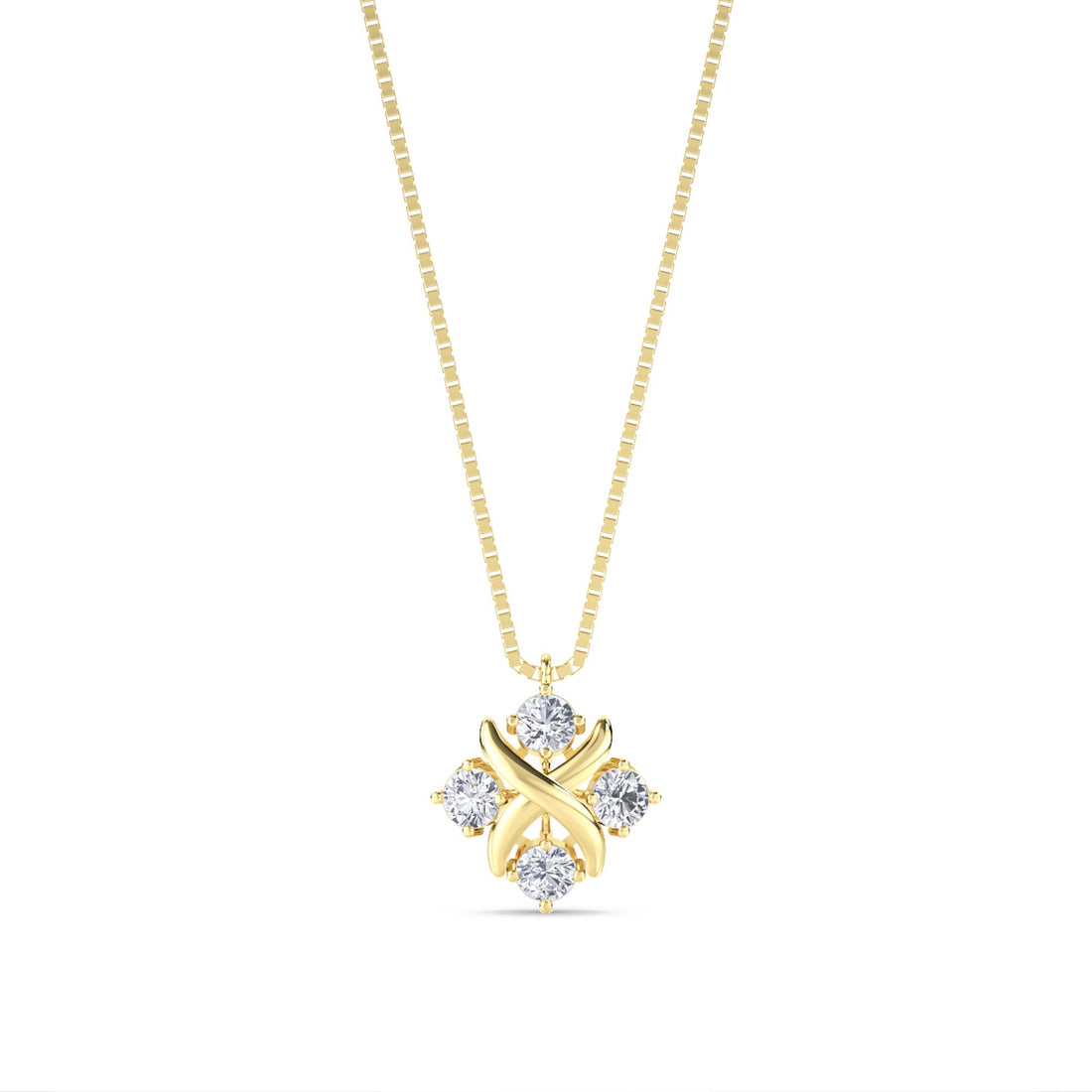 Round Cluster X Motif Lab Grown Diamond Pendant - image 1