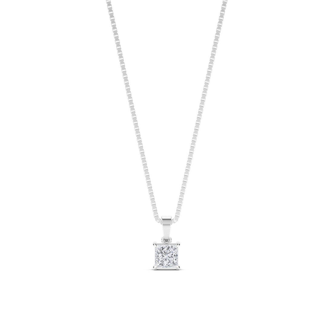 Princess Cut Solitaire Lab Grown Diamond Pendant (Silver) - image 1