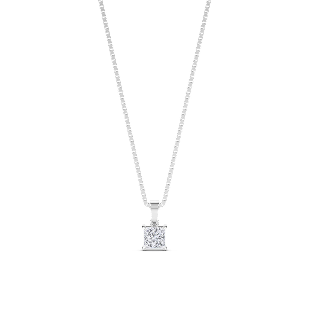 Princess Cut Solitaire Lab Grown Diamond Pendant (Silver) - image 1