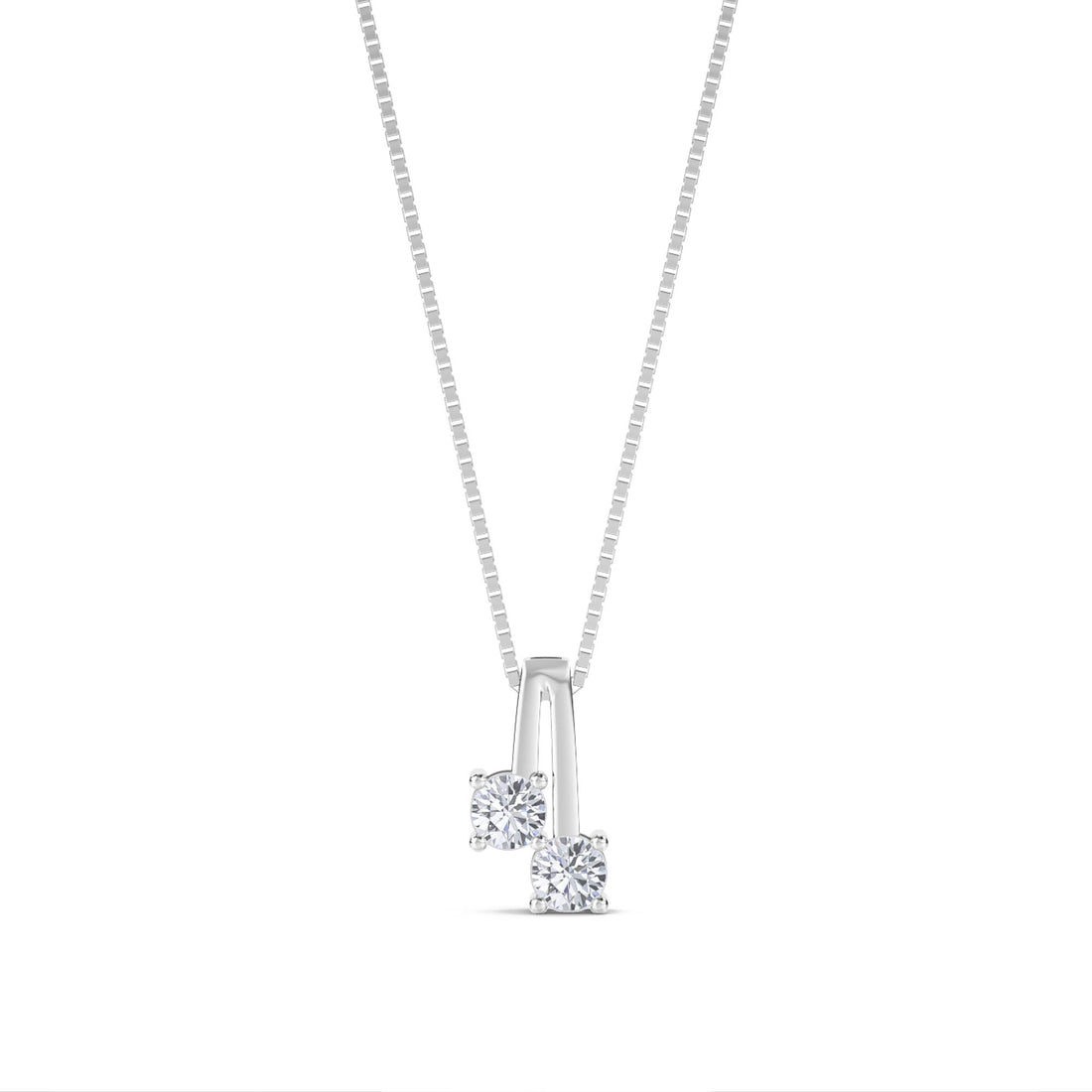 Two Stone Split Bail Lab Grown Diamond Pendant (Silver) - image 1