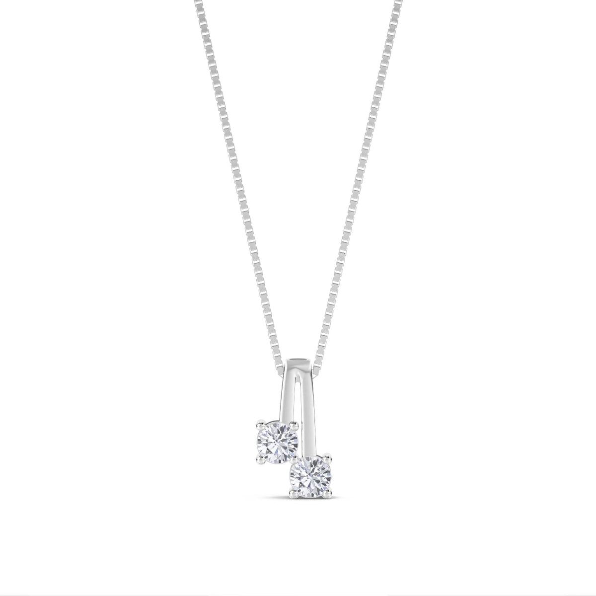 Two Stone Split Bail Lab Grown Diamond Pendant (Silver) - image 1