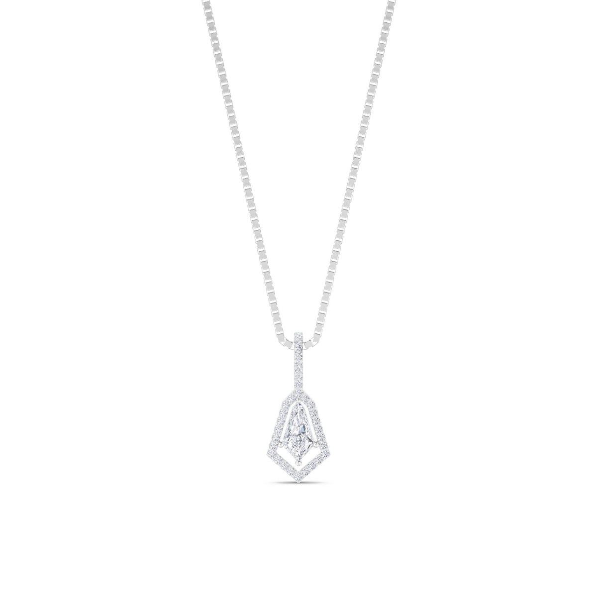 Marquise Kite Halo Lab Grown Diamond Pendant (Silver) - image 1