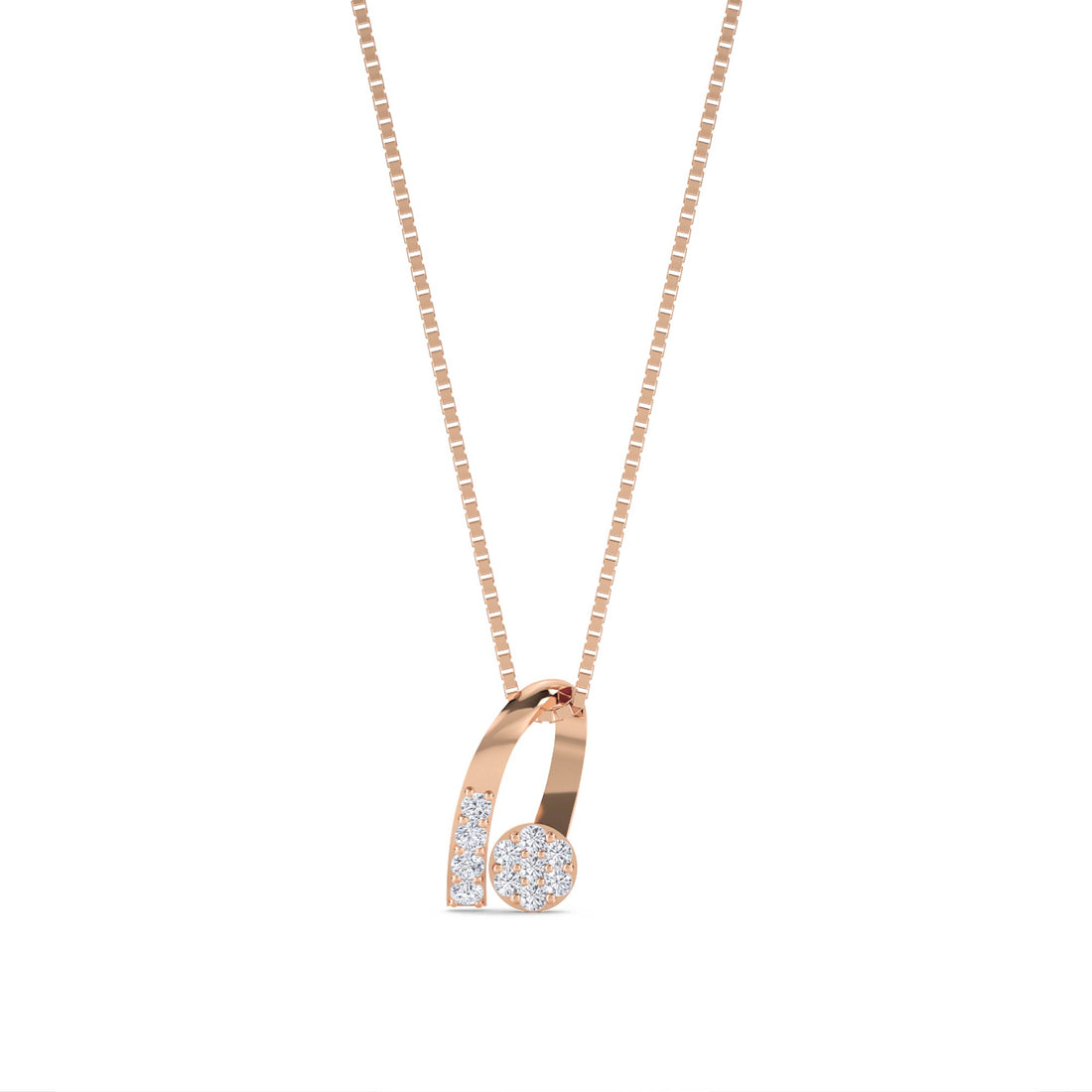 Round Cluster Curved Bar Lab Grown Diamond Pendant
