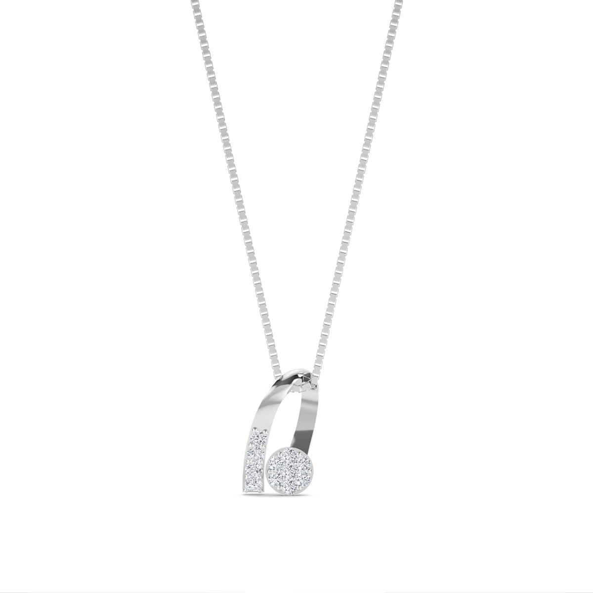 Round Cluster Curved Bar Lab Grown Diamond Pendant (Silver) - image 1