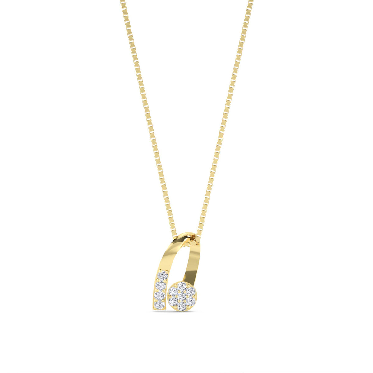 Round Cluster Curved Bar Lab Grown Diamond Pendant - image 1