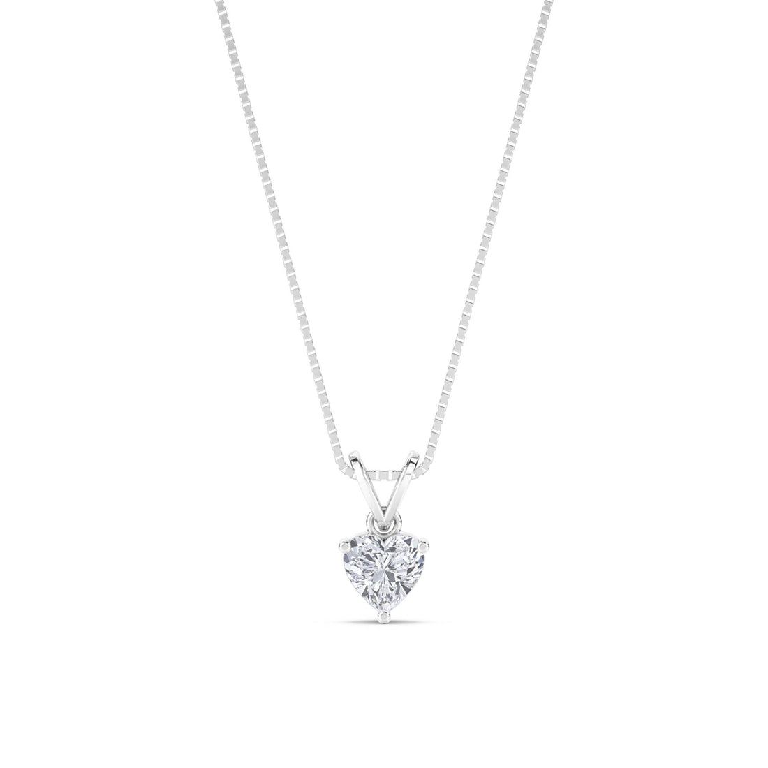 Heart Solitaire V Bail Lab Grown Diamond Pendant (Silver) - image 1