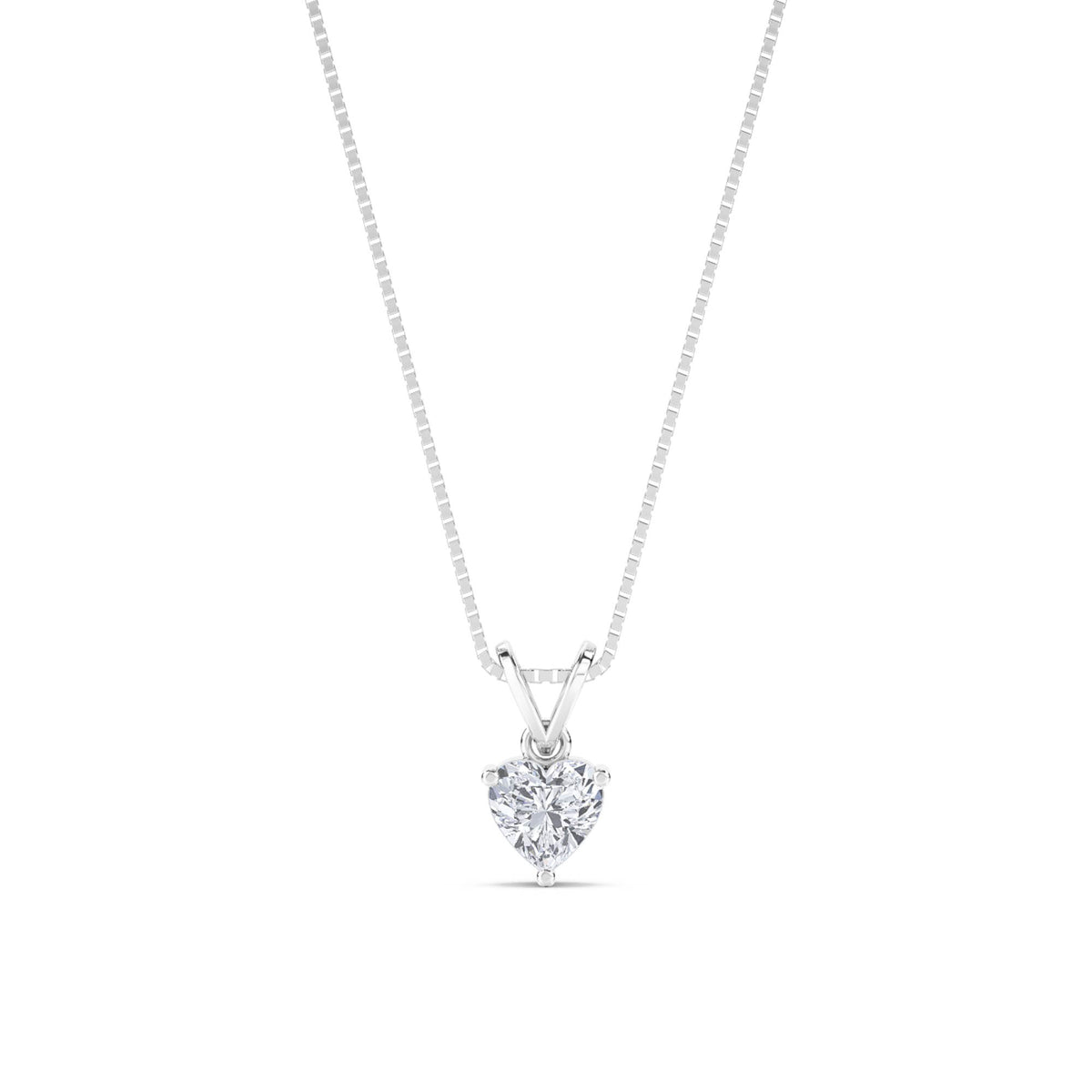 Heart Solitaire V Bail Lab Grown Diamond Pendant (Silver) - image 1