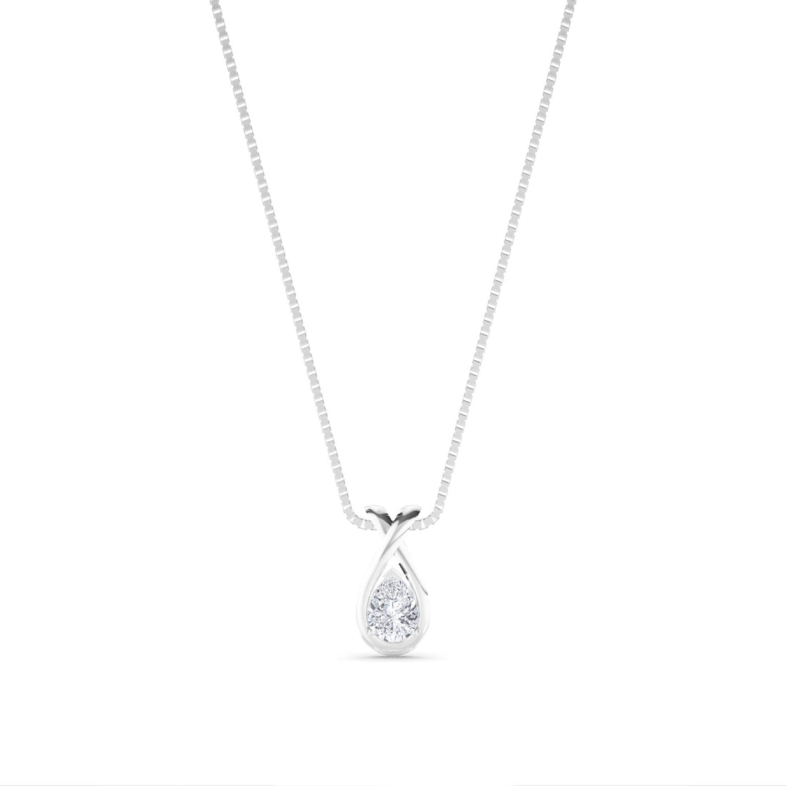 Round Cluster Teardrop Twist Lab Grown Diamond Pendant (Silver) - image 1