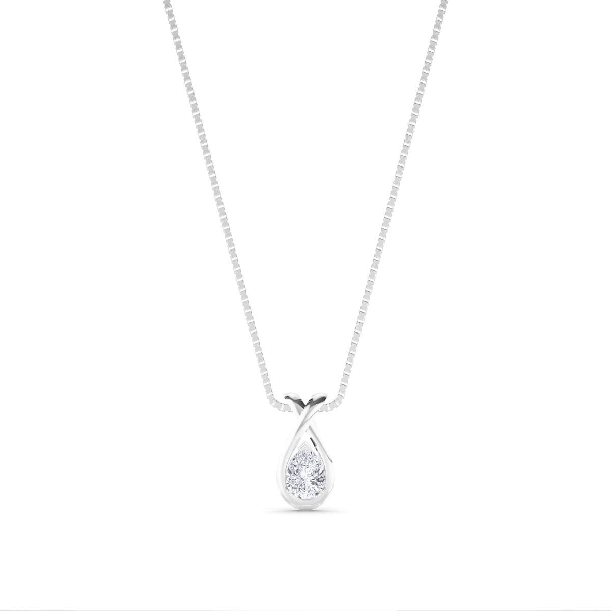 Round Cluster Teardrop Twist Lab Grown Diamond Pendant (Silver) - image 1