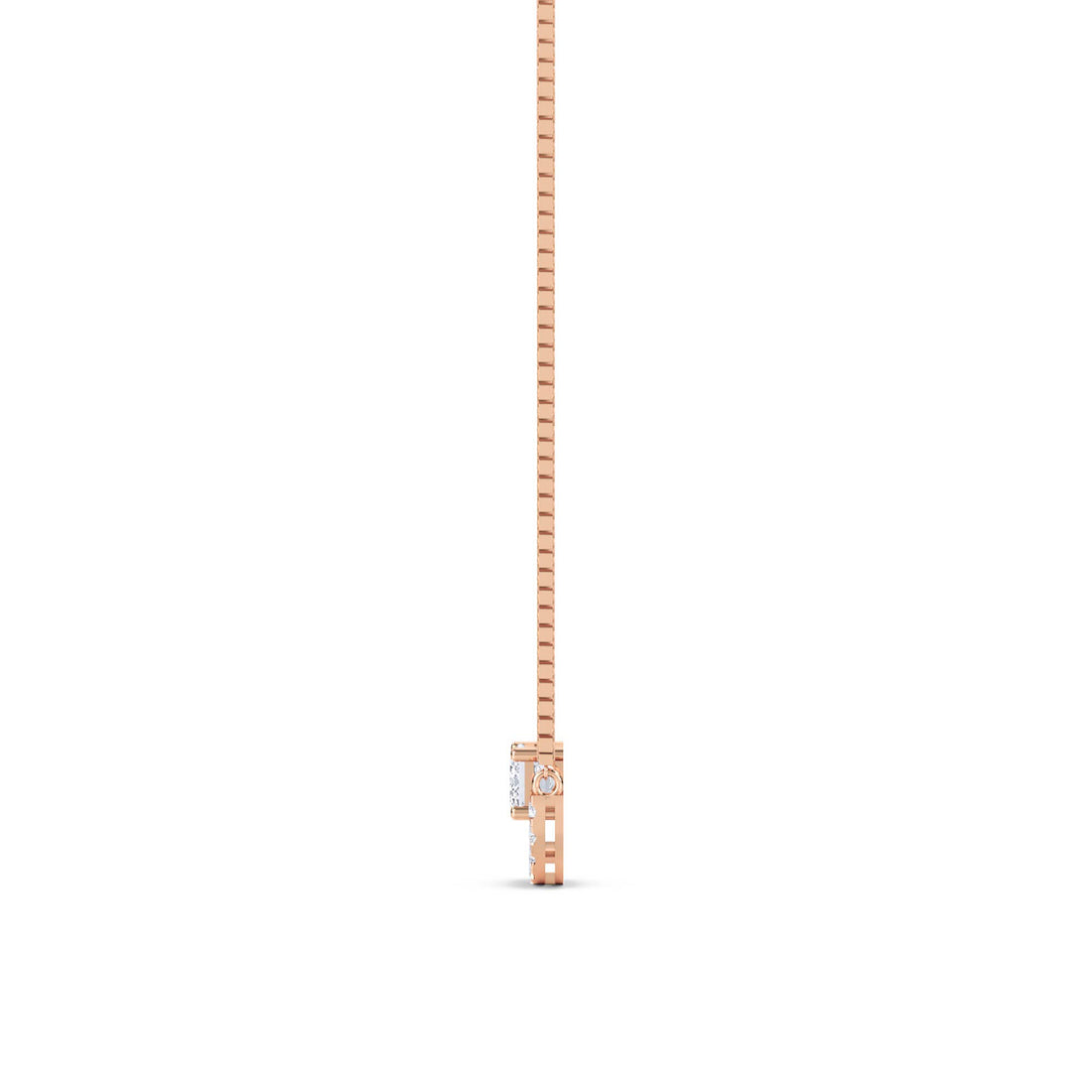 Emerald Cut Pave Crescent Bar Lab Grown Diamond Pendant