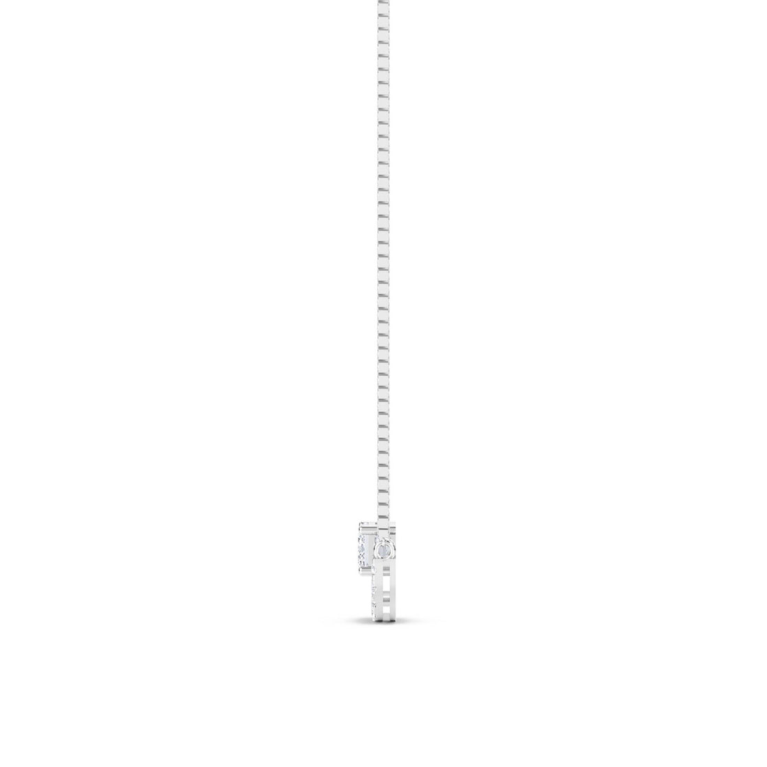 Emerald Cut Pave Crescent Bar Lab Grown Diamond Pendant (Silver)