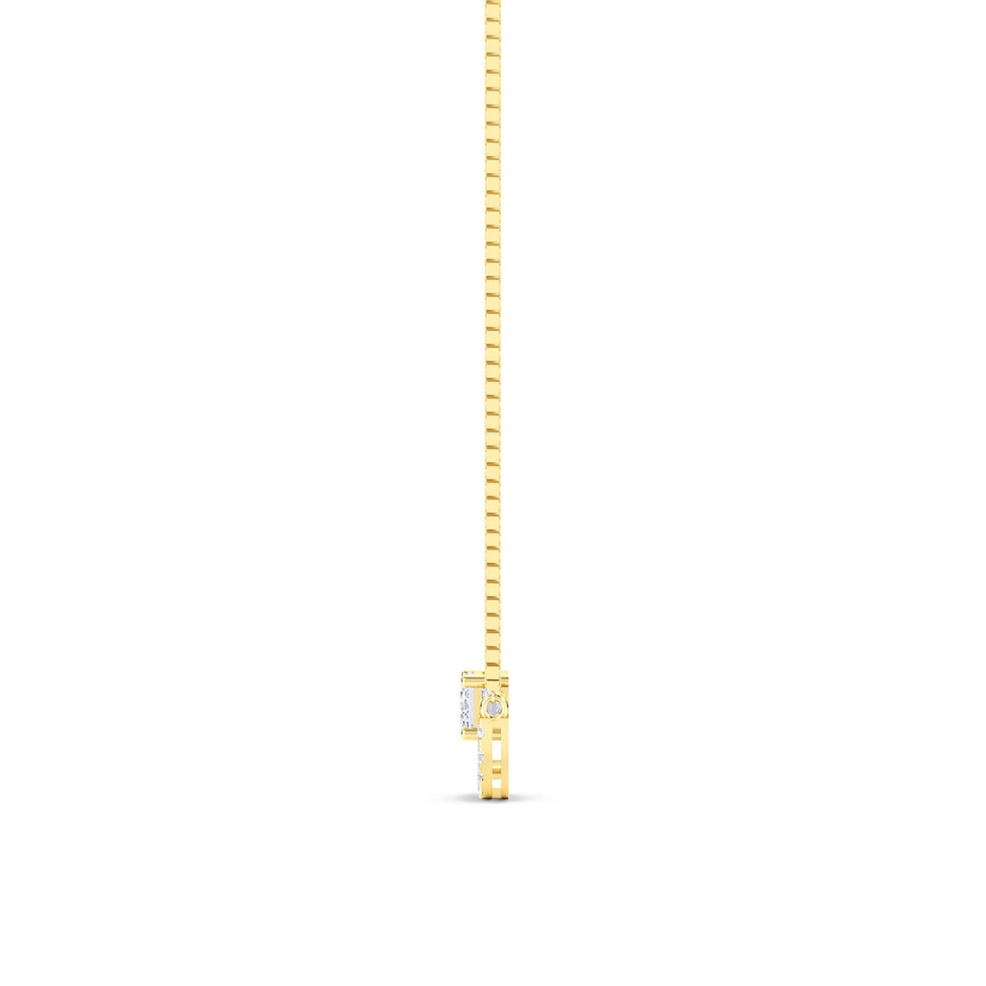 Emerald Cut Pave Crescent Bar Lab Grown Diamond Pendant