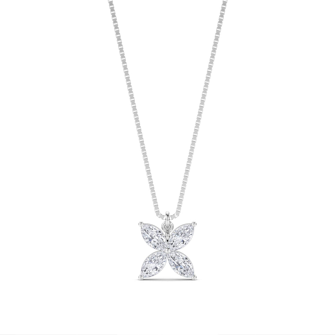 Marquise Flower Lab Grown Diamond Pendant (Silver) - image 1