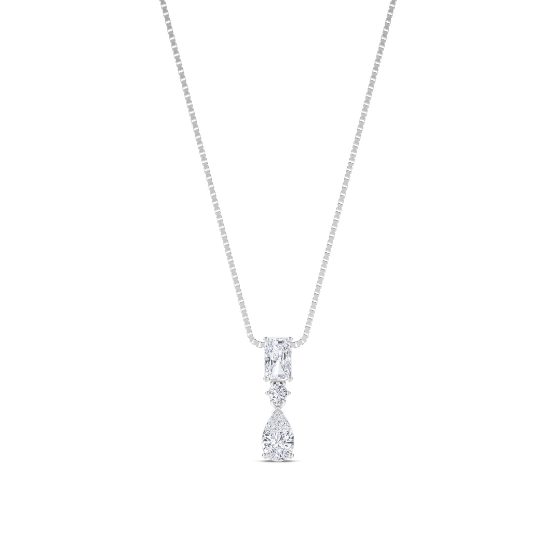 Three Stone Journey Drop Lab Grown Diamond Pendant (Silver) - image 1