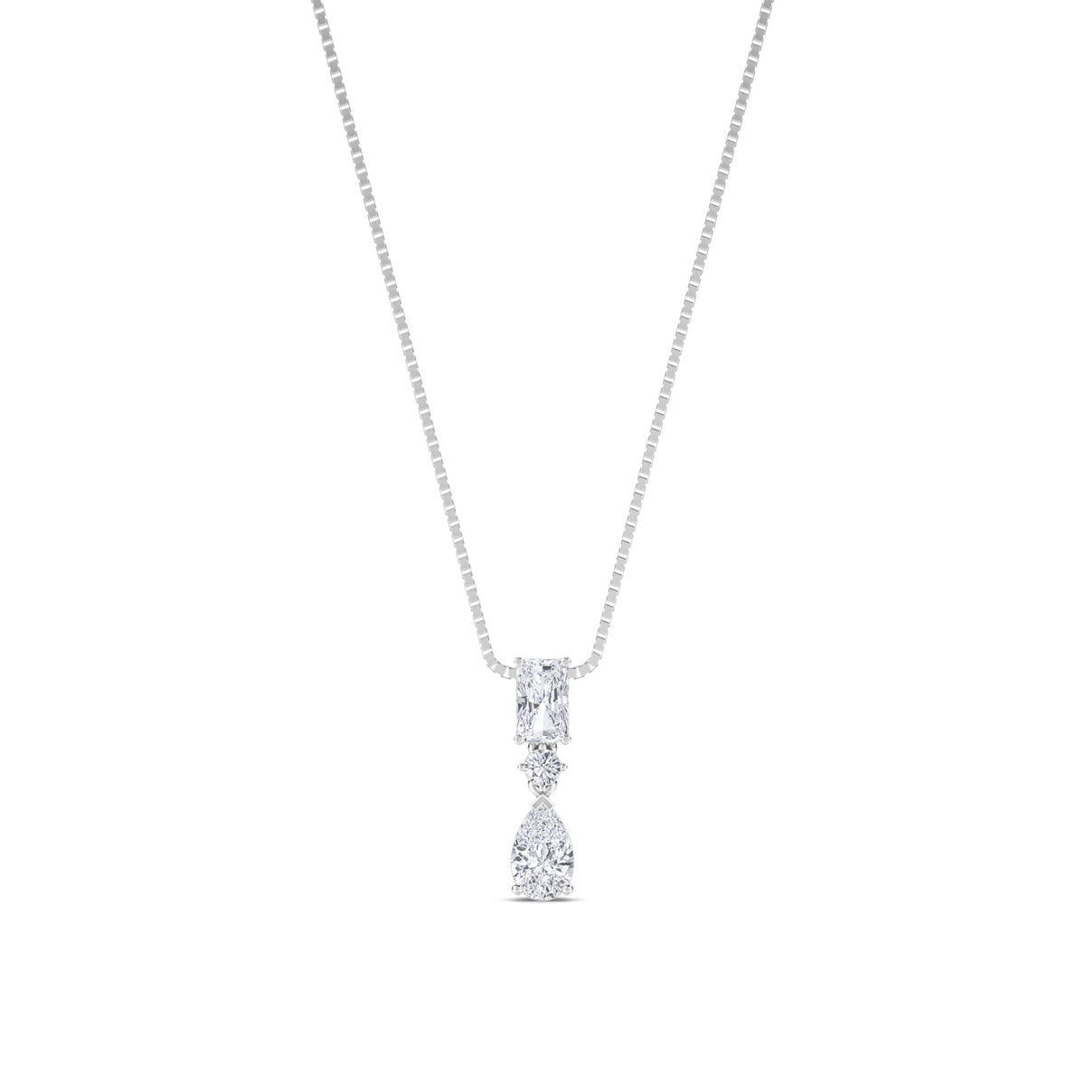 Three Stone Journey Drop Lab Grown Diamond Pendant (Silver) - image 1