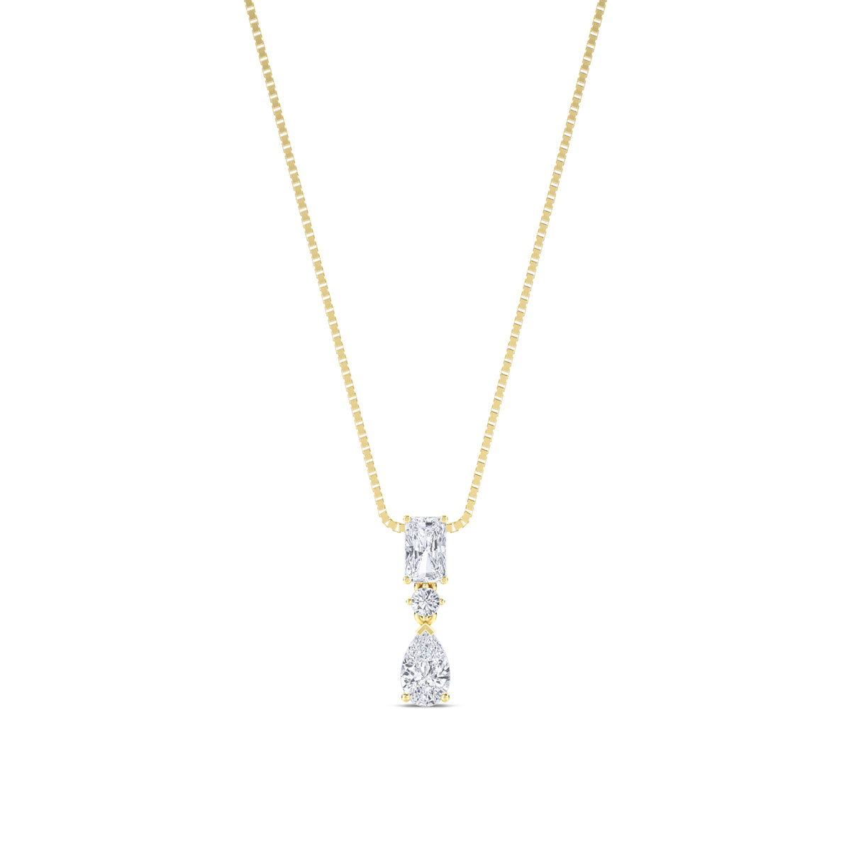 Three Stone Journey Drop Lab Grown Diamond Pendant - image 1